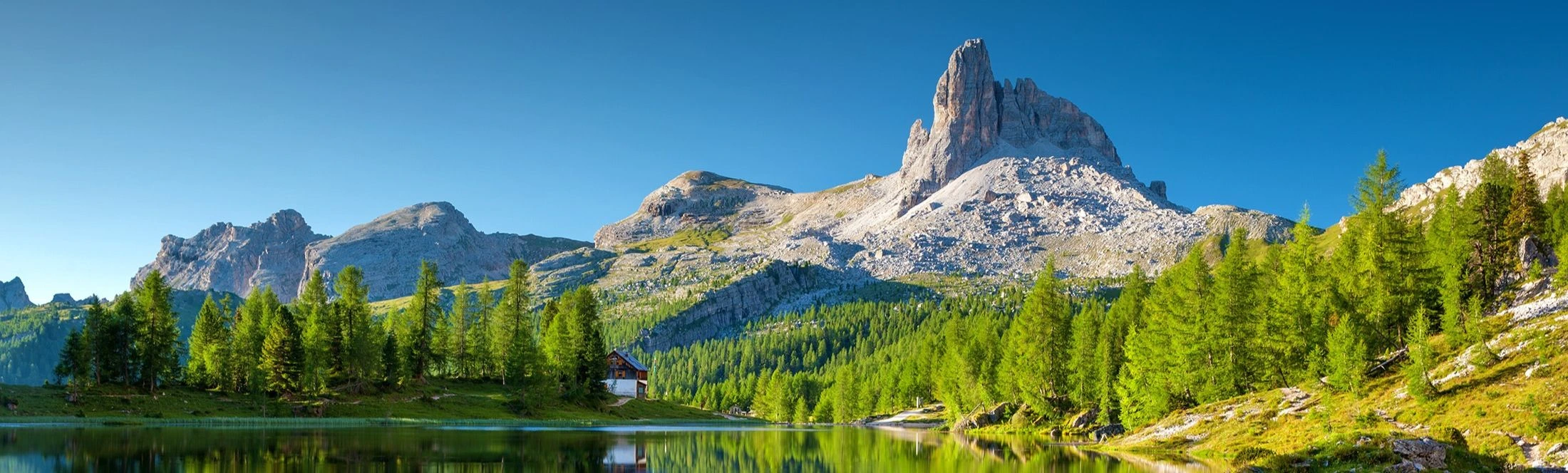 lac en montagne au printemps verdure